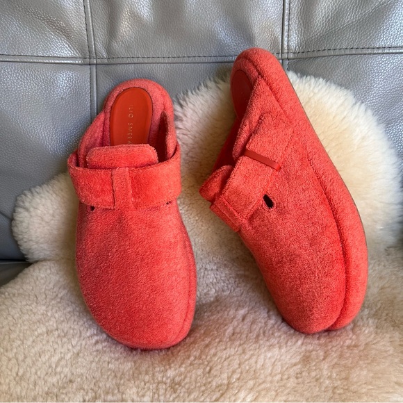 ILIO SMERALDO X THE FRAKIE SHOP Mules 39 US 8.5 Terrycloth Orange Chunky Clogs - Picture 1 of 12